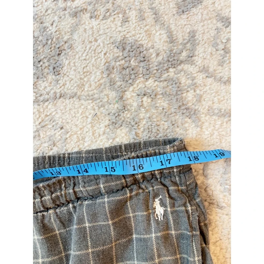 Polo Ralph Lauren Mens Grey Plaid Flannel Pajama Pants Cotton Sleepwear Medium